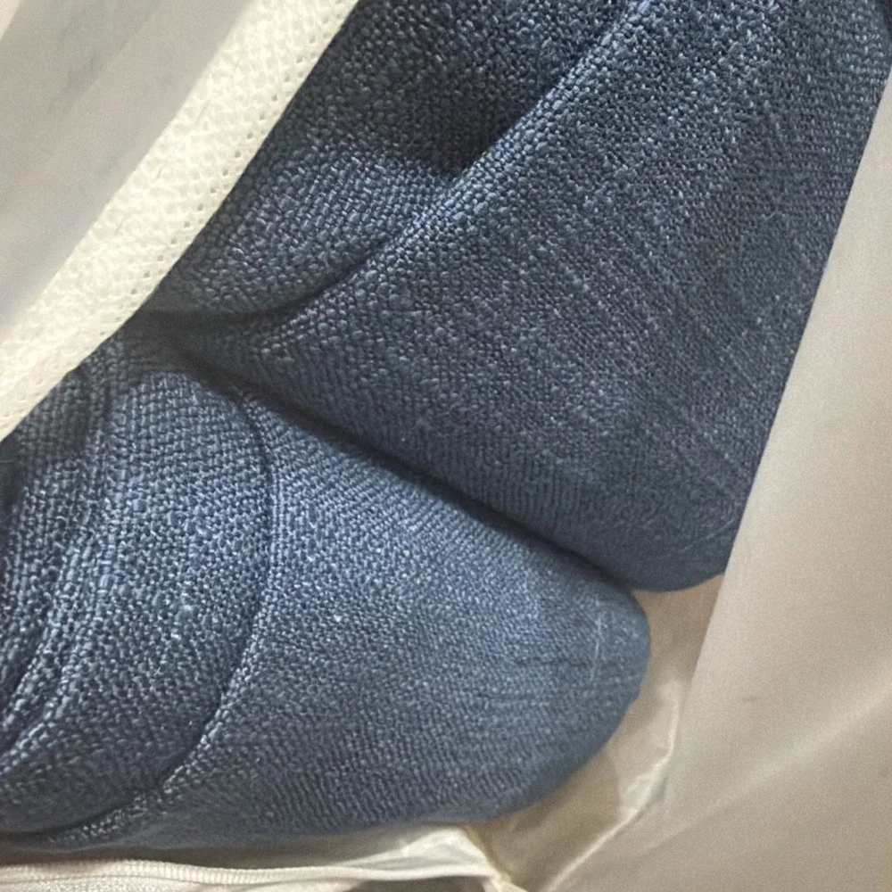 TWOPAGES Liz Linen Drape Pleated Curtains (2) 52Wx96L Navy Unlined NEW‎